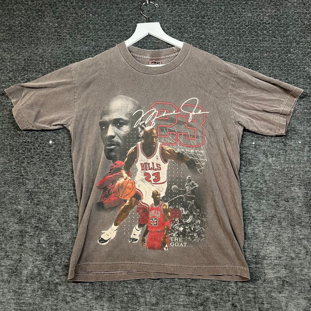 Michael Jordan # 23 Pro Athletic T-Shirt Men's Gray Graphic Short Sleeve - Large